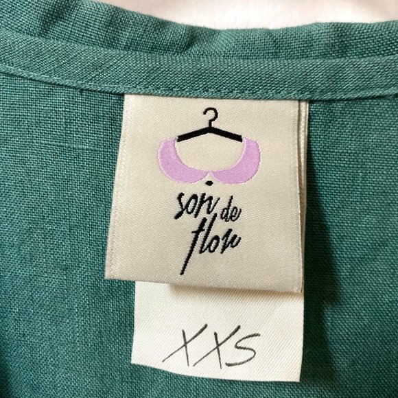 SOLD Son de Flor classic linen dress - mint green - Picture 3 of 6